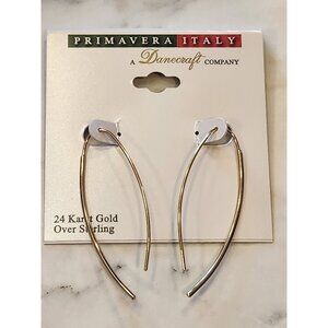 Primavera Italy 24K Gold Over Sterling Silver Hook Earrings by Danecraft